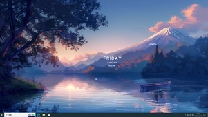 晚霞湖泊
