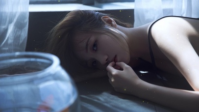 居家清暗调情绪美女