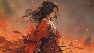 水墨风美女剑客