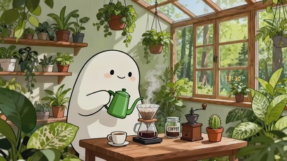 可爱团子冲咖啡