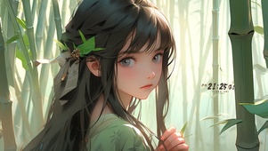 古风竹林少女
