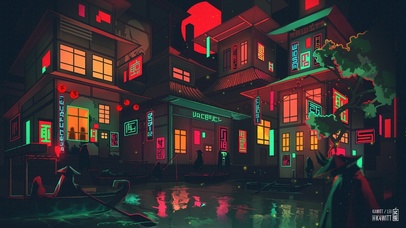 赛博朋克风夜晚街道