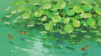 护眼莲塘锦鲤