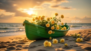 浪漫海滩小花