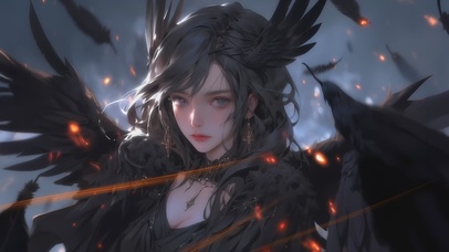 4k 唯美暗黑羽翼少女