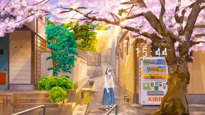 街头小巷樱花树下