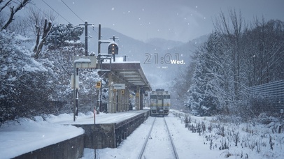 唯美治愈雪天列车站台