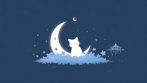 月亮下的小猫
