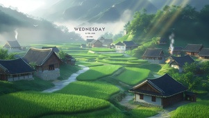 清晨浓雾乡村