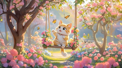 荡秋千的猫咪
