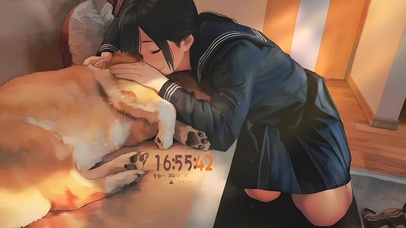 唯美治愈柯基女孩