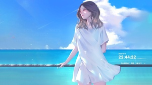 4k 唯美海边少女