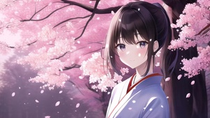 樱花树下少女