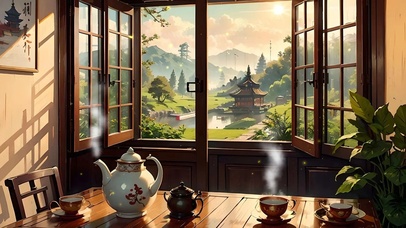 午后古风房间的茶