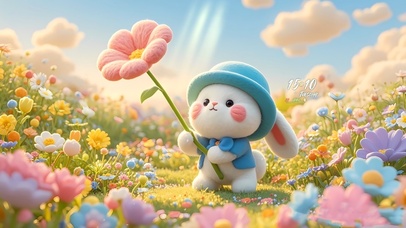 雏菊花海小兔