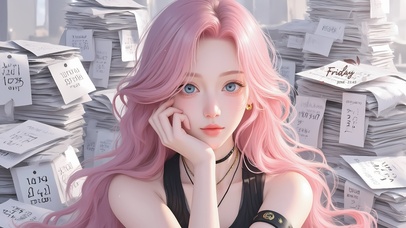 可爱学习的女孩