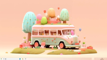 治愈马卡龙色公交