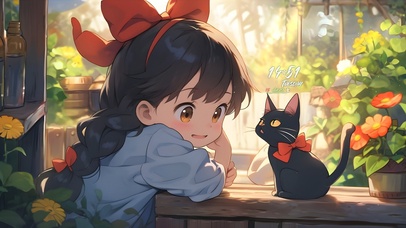 治愈系少女与猫	