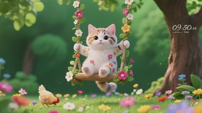 荡秋千的小花猫