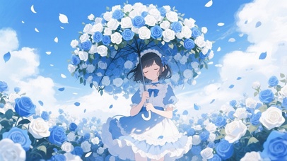 撑着花伞的女孩