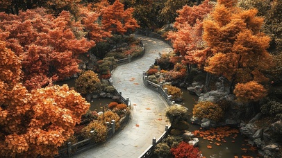 秋日庭院唯美小道