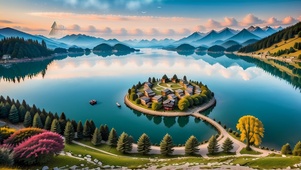 唯美湖中小岛