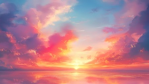 海上落日晚霞