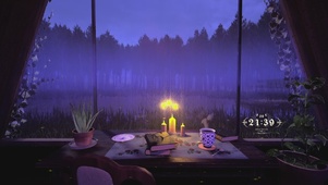 舒适雨天安静的夜
