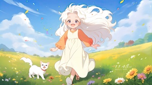 超开心的小女孩