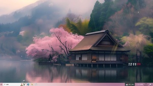湖边的樱花