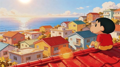 屋顶上的小新（黄昏版）