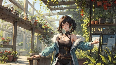 4k可爱绿植女孩