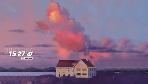 夕阳油画