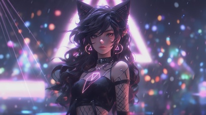 4k 可爱猫耳少女