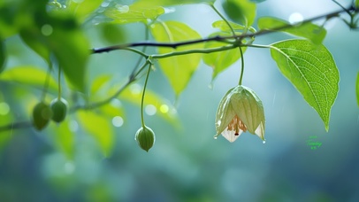 雨中 喇叭花