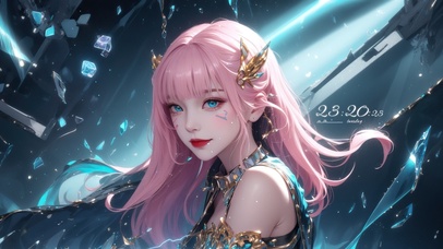 4K蓝色水晶里的蓝瞳少女