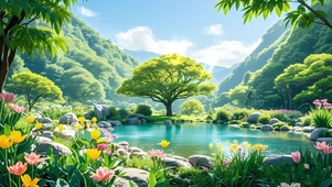 绿色森林山景