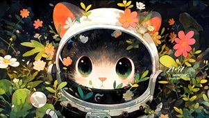 可爱鲜花猫咪