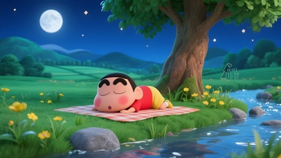 月色下河流边小新