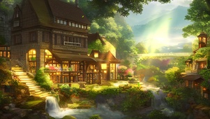 阳光溪边欧式小店