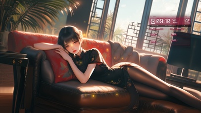 她的一双眼睛含情脉脉，明亮动人