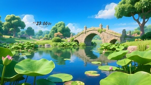 小桥荷塘