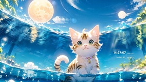 海洋冲浪猫咪