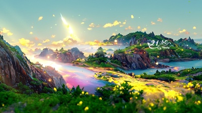 唯美治愈AI绘画阳光青山