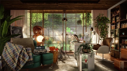 4K唯美治愈清晨森林阳光房间