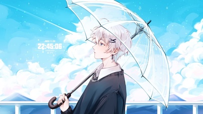 4K 打伞的帅气少年