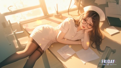 她双眼明亮如秋水，带着温暖微笑