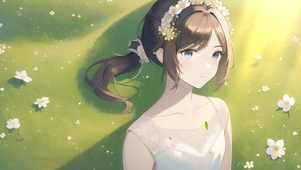 躺在草坪上的少女
