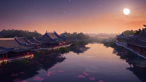 夕阳古亭