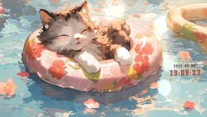 4k 泳池小猫